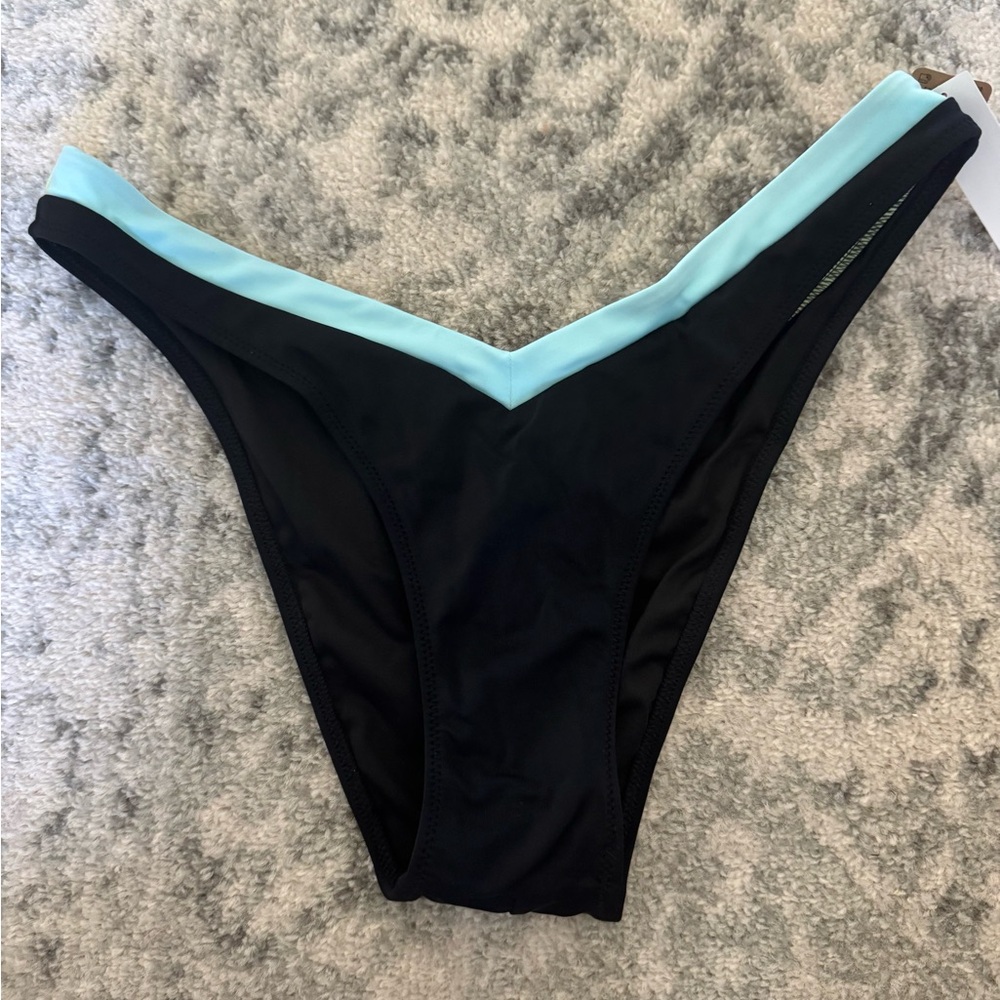 PINK Victoria's Secret Black and Light Blue Bikini Bottom